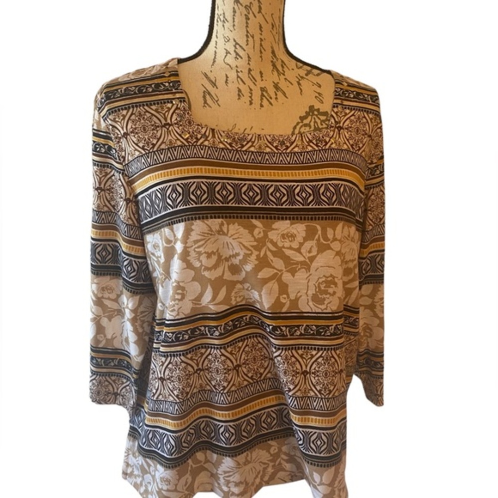 Alfred Dunner Blouse Size PL Earth Tones